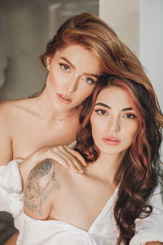 душ вода ванная ванна мокрые волосы мокрая девушка девушка в воде, две девушки, nude, ню Юлия и Анастасияphoto preview