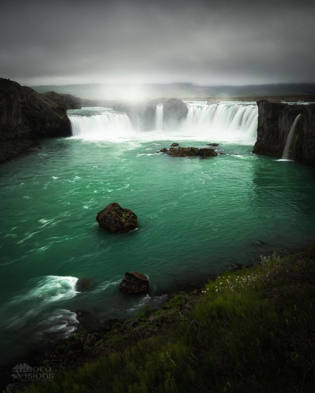 godafoss,iceland,falls,waterfall,summer,river,nature,long exposure, Goðafoss, ISphoto preview