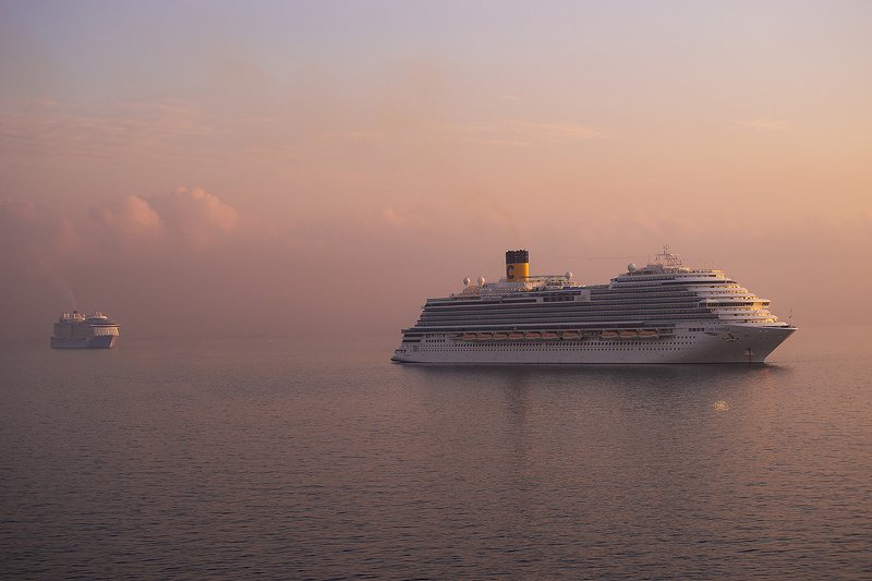 sea , sunrise , sky , cruise ships , princess cruise empty cruise shipsphoto preview