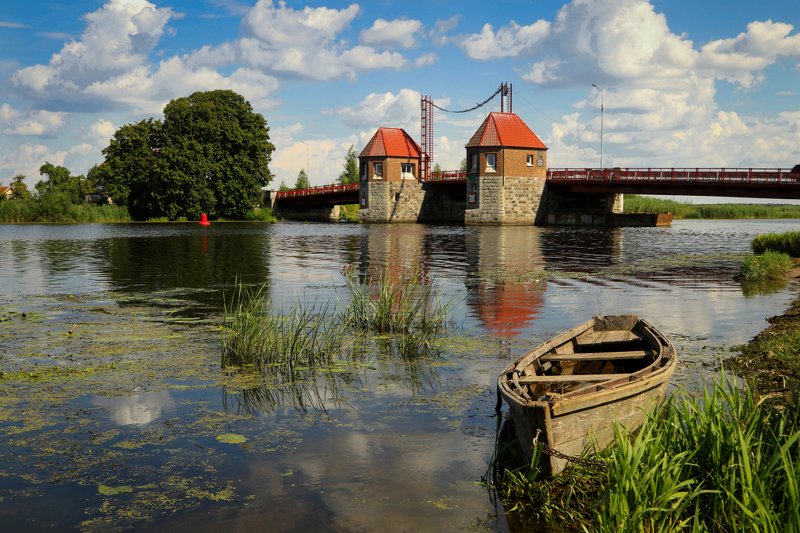 природа, река, мост, лодка Мостphoto preview