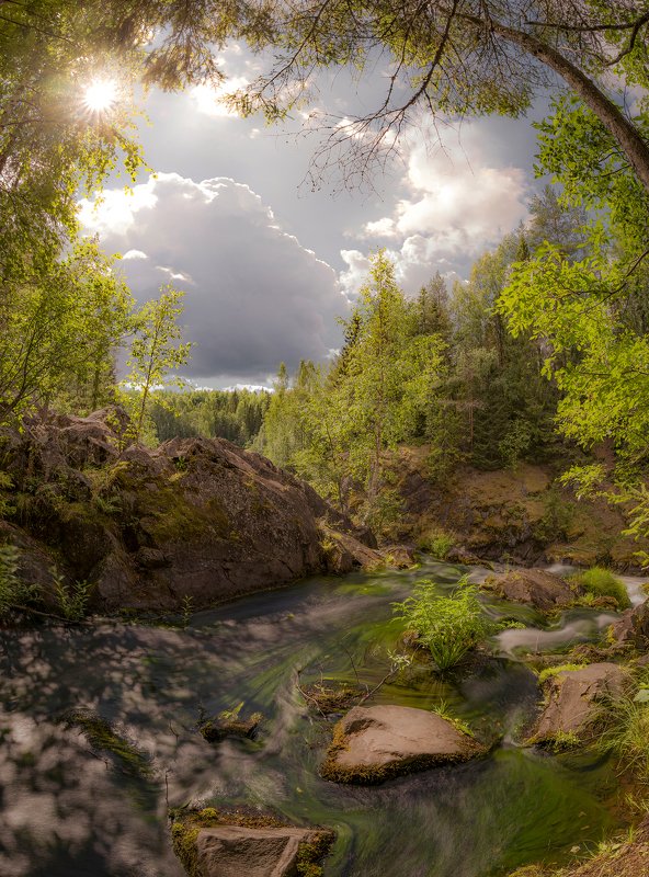 природа, Карелия, водопад, вершина, пейзаж, лето Кивачphoto preview