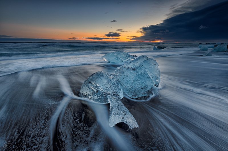 Iceland,beach,sunset,long exposure Sunset at the ice beachphoto preview