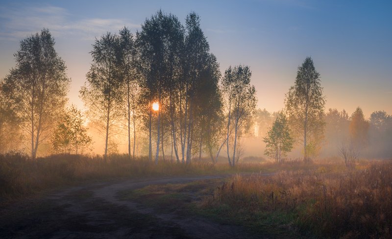 луг, осень, октябрь, утро, рассвет, туман Магия рассвета, октябрьphoto preview