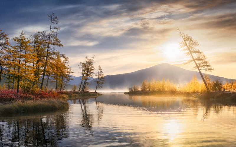 осень, колыма, озеро джека лондона Золотые воды Пургиphoto preview