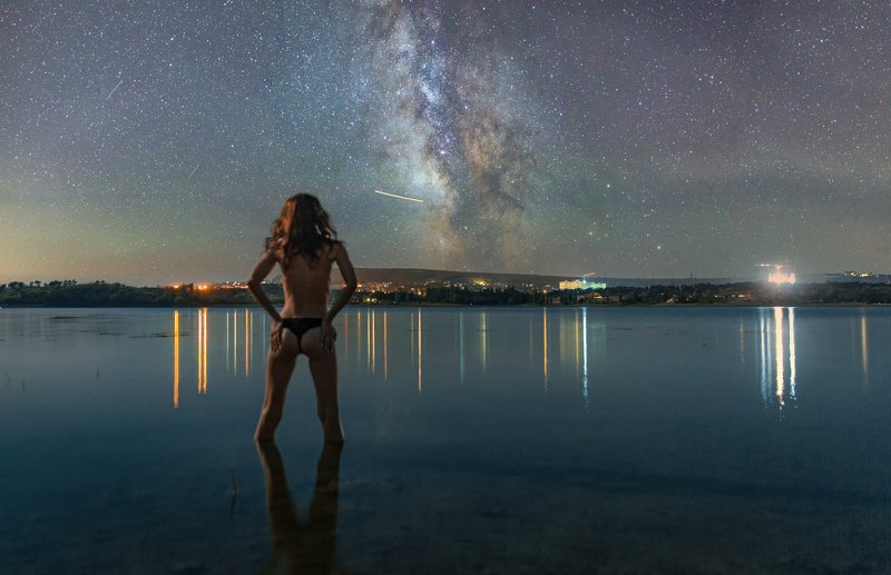 ночь, звезды, лето, море, модель, фотомодель, крым, симферополь photo preview