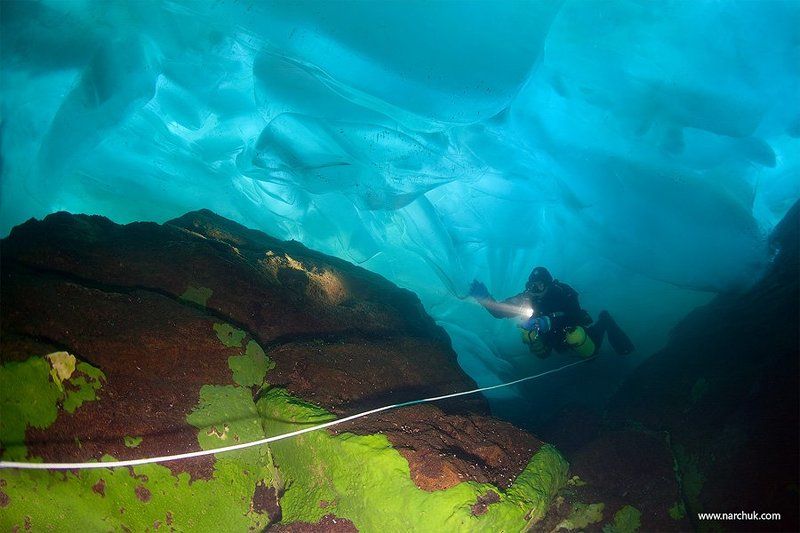байкал, озеро, лед, дайвинг, техно, камни, дайвер В сердце Байкалаphoto preview
