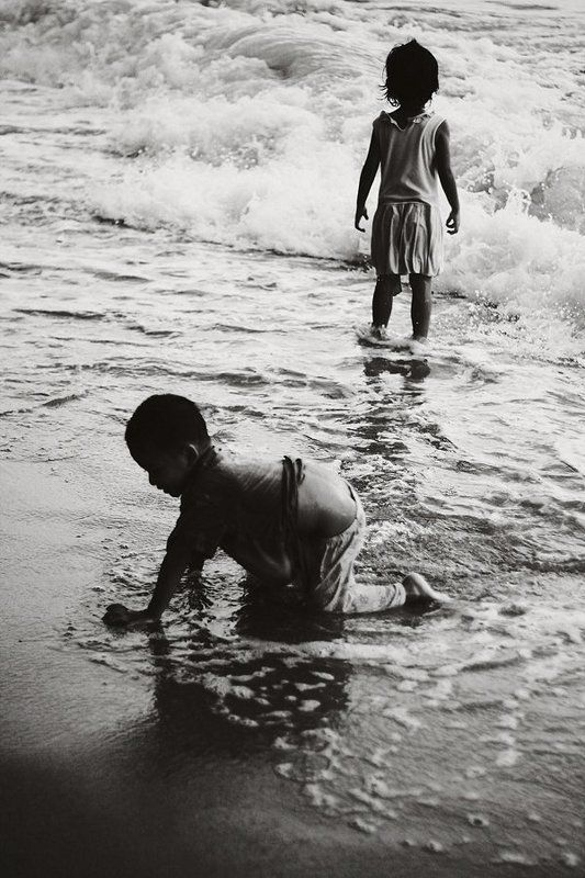 Black&white, Children, Sea, Travel, Water ***photo preview