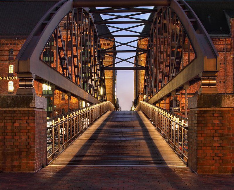 германия, гамбург, вечер,мост photo preview