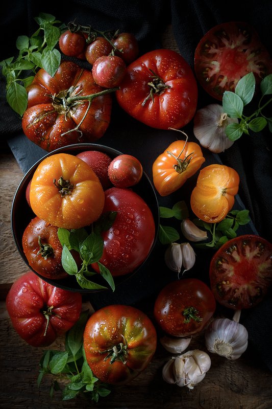 помидоры, плоды, урожай, томаты, натюрморт, еда, фудфото Томатоманияphoto preview