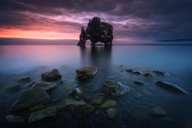 hvitserkur,iceland,sea seascape,sea shore,shoreline,coast,beach,sunset,night,summer Guardianphoto preview