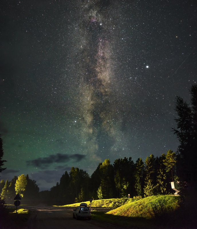 архангельская обасть, ночное фото, млечный путь, русский север, звезды, астрофото, астро Два путиphoto preview
