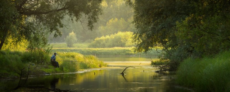 алтайскийкрай, алтай,  рыбак, рыбалка, река Августовским вечеромphoto preview