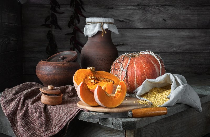 тыква, крынка Натюрморт с тыквамиphoto preview