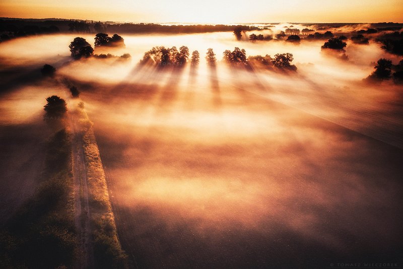 drone, poland, fields, mist, fog, morning, sunrise, sunset, awesome, adventure, amazing, air, autumn, mavic, dji, landscape, countryside The sea of ​​mistsphoto preview