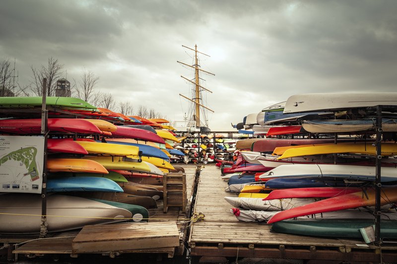canada ,ontario ,toronto ,kayak ,canoe ,colorfull ,ship ,mast ,winterready ,readyforwinter ,wooden ,dock ,waterfront ,pile ,upsidedown ,recreation ,rent ,endofseason ,cloudy ,old ,sailboat ,lakeontario Ready for winterphoto preview