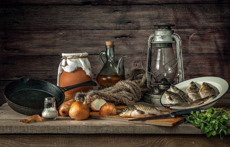 лампа, караси, сковорода Утренний уловphoto preview