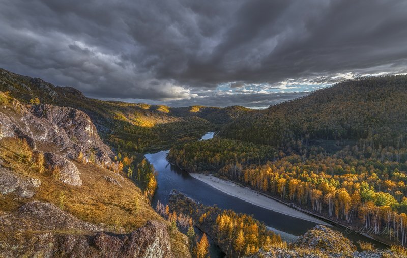 сибирь, хакасия, река белый июс, пейзаж photo preview